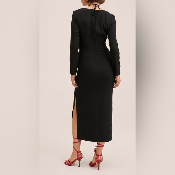 Mango Cut Out Midi/Maxi Dress In Black This Mango dress size L - Picture 4 of 4